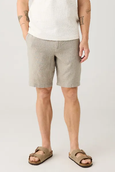 KnowledgeCotton Apparel KnowledgeCotton Apparel Herren vegan Shorts Chuck Regular Leinen Twill Yarndyed