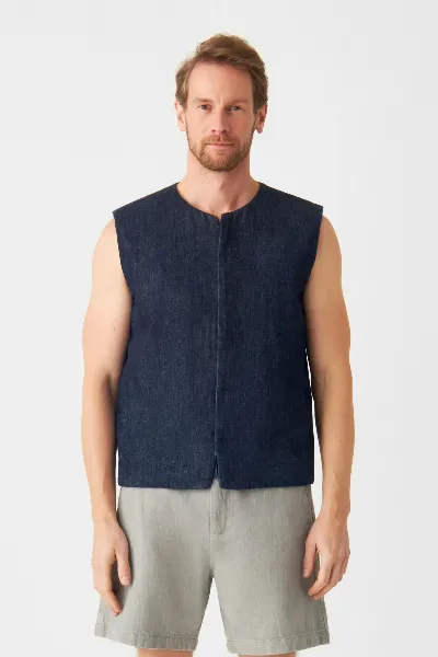 DAWN Dawn Herren vegan Weste Gepolstert Kashew Leichtgewicht Raw Blau