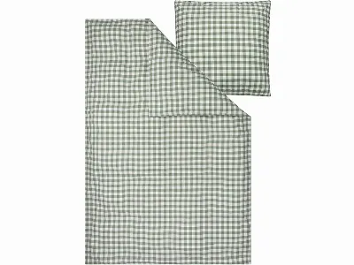 MELA MELA Bio-Bettwäsche MAJULI CHECKS aus Perkal, 2-tlg., 155x220/80x80 cm, herbalgreen/weiß