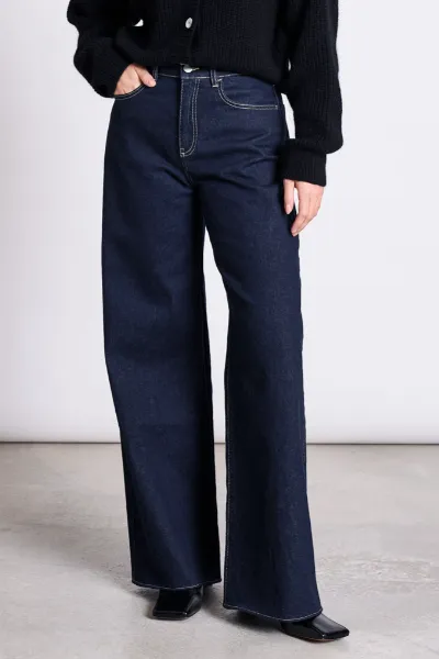JAN N JUNE JAN 'N JUNE Damen vegan Jeans Weites Bein Tacna Dunkelblau