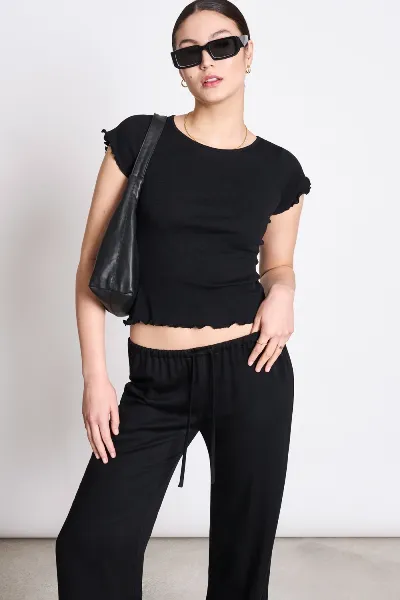 JAN N JUNE JAN 'N JUNE Damen vegan T-Shirt Minirib Ren