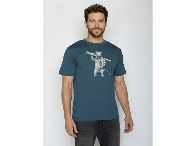 GreenBomb GREENBOMB Bio-Herren-T-Shirt 'Ski Bear' mit Rundhalsausschnitt, blue pine,