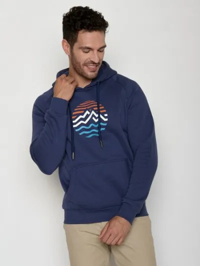 GreenBomb GREENBOMB Mountain Stripes Trek - Hoodie aus Bio-Baumwolle mit Raglan-Arm / hochwertiger Print / GOTS / Fair & Vegan
