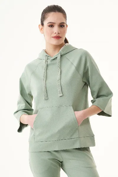 ORGANICATION ORGANICATION Damen vegan Sweathoodie Staubiges Olivgrün