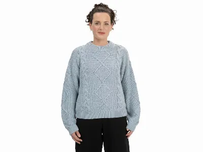 MELA MELA Bio-Damen-Strickpullover 'SAMAIRA' mit Zopfmuster, cloudy blue,