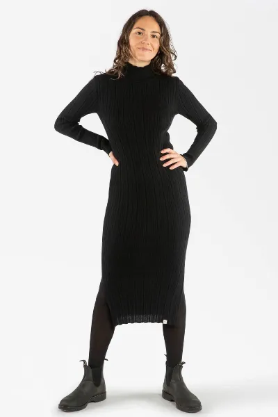 MATONA MATONA Damen vegan Kleid Gerippt Onyx