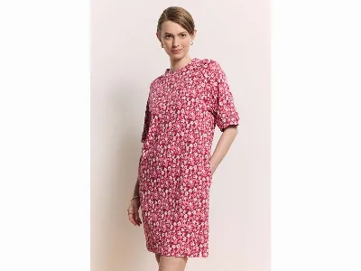 tranquillo tranquillo Bio-Damen-Minikleid Ninaa mit Eingrifftaschen, red wildflowers,