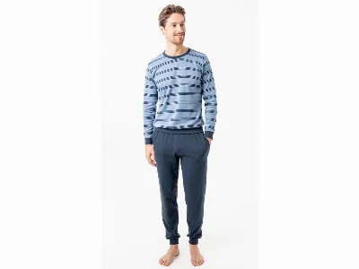 Living Crafts Living Crafts Bio-Herren-Schlafanzug 'ALVAR', ocean blue,