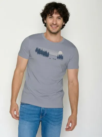 GreenBomb GREENBOMB Deer Lines Guide - Sportliches T-Shirt aus Bio-Baumwolle / hochwertiger Print / GOTS / Fair & Vegan