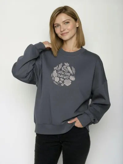 GreenBomb GREENBOMB Veggie Patch Core - Lässiges Sweatshirt aus Bio-Baumwolle / hochwertiger Print / GOTS / Fair & Vegan