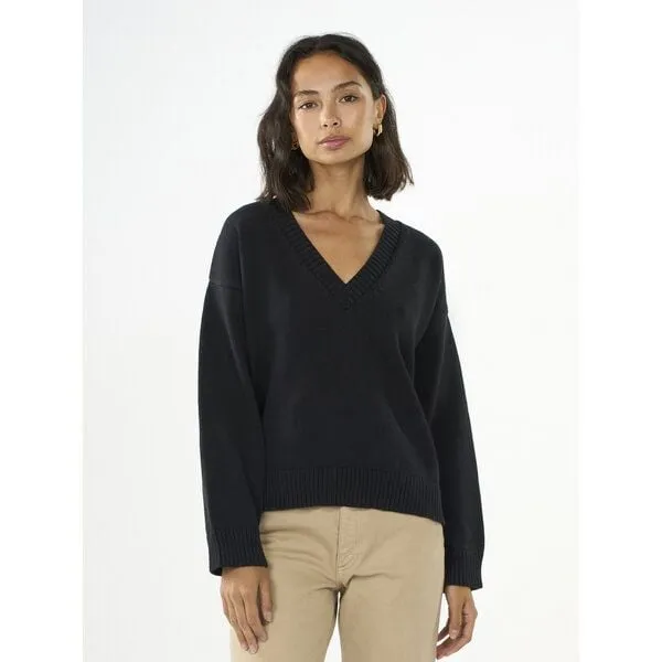 KnowledgeCotton Apparel KnowledgeCotton Apparel Strickpullover mit V-Ausschnitt aus Bio-Baumwolle