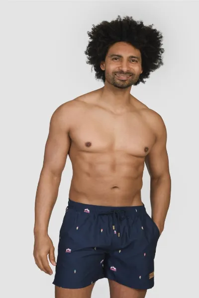 Narwal Narwal Herren vegan Badeshorts Gelato Print Blau