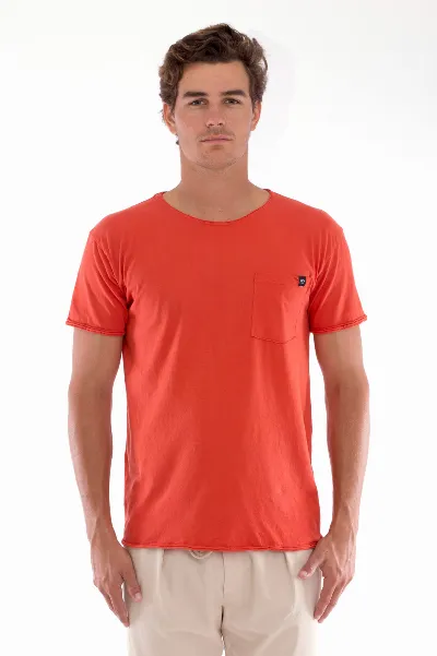 RAVENS VIEW IBIZA RAVENS VIEW IBIZA Herren vegan T-Shirt Rundhalsausschnitt Wild Pocket Terracotta Orange