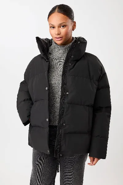 LangerChen LangerChen Damen vegan Steppjacke Mit Stehkragen Schwarz