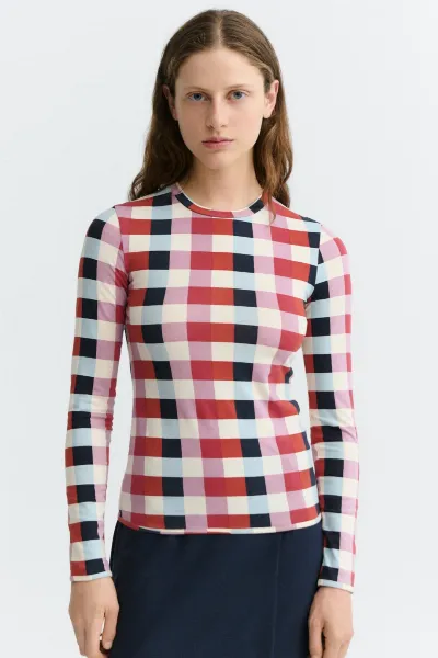 thinking mu Thinking MU Damen vegan Top Cheshire Breeze Check Red
