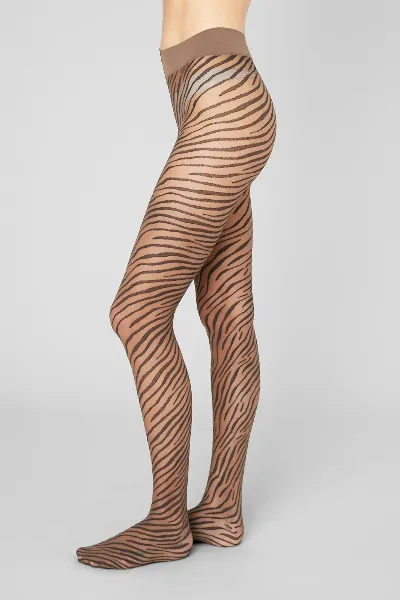 Swedish Stockings Swedish Stockings Damen vegan Strumpfhose Zadie Zebra Dark Amber