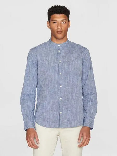 KnowledgeCotton Apparel KnowledgeCotton Apparel Leinenhemd - Custom fit linen stand collar shirt
