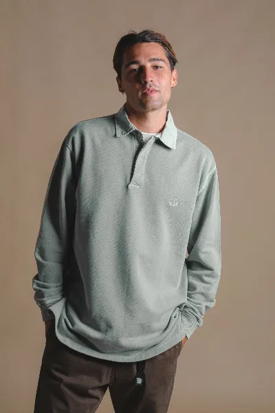 Trendsplant Trendsplant Herren vegan Polopullover Carvalho Pigment Silber Grün