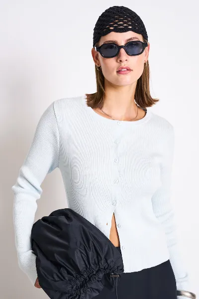 JAN N JUNE JAN 'N JUNE Damen vegan Strickjacke Glimt Eisblau