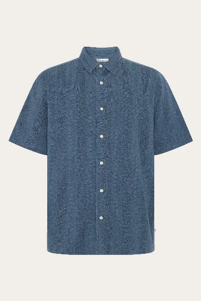 KnowledgeCotton Apparel KnowledgeCotton Apparel Herren vegan Hemd Relaxed Structure Kurzarm Vintage Indigo
