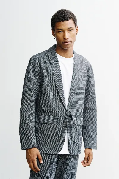 Rotholz Rotholz Herren vegan Kimono-Blazer Grau Meliert