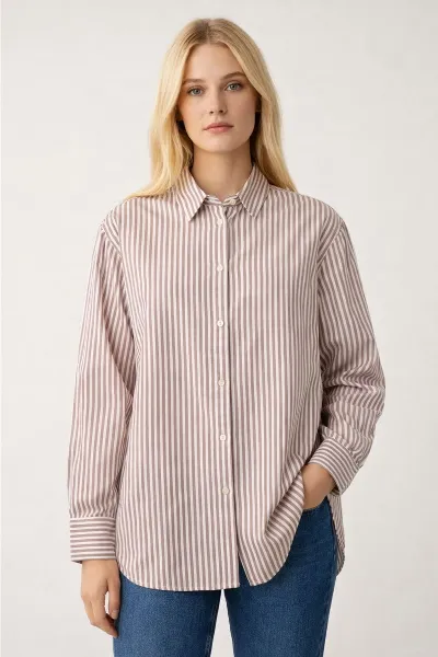 KnowledgeCotton Apparel Hemd Oxford Rot
