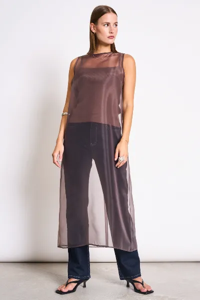JAN N JUNE JAN 'N JUNE Damen vegan Midikleid Organza Seseli Schlamm
