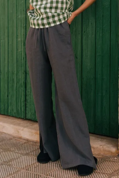 AmourLinen AmourLinen Damen vegan Hose Leah Charcoal