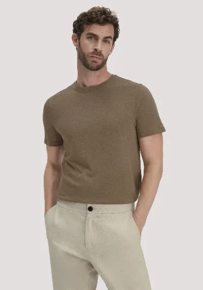hessnatur hessnatur Herren T-Shirt Regular aus Leinen und Bio-Baumwolle - braun