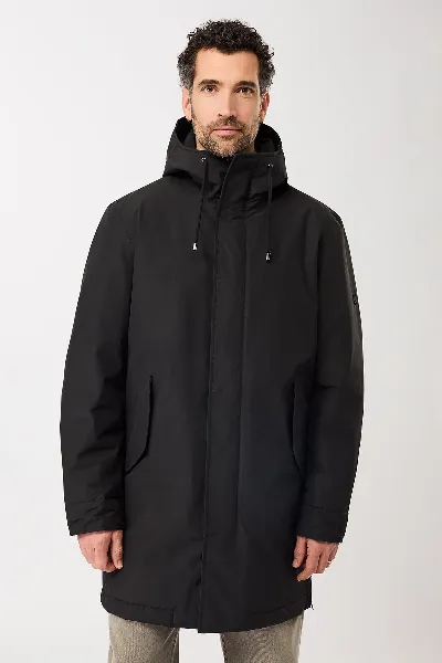 LangerChen LangerChen Herren vegan Langer Wattierter Parka Mit Praktischen Funktionen