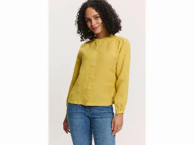 tranquillo tranquillo Damen-Langarm-Bluse Jolaa aus Leinen mit feinen Details, mango mint,