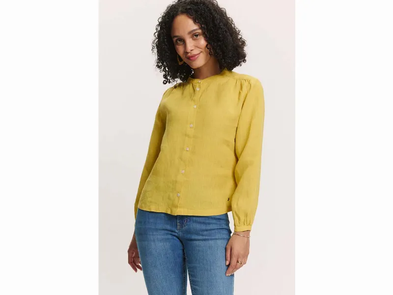 tranquillo tranquillo Damen-Langarm-Bluse Jolaa aus Leinen mit feinen Details, mango mint,