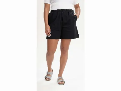 MELA MELA Bio-Damen-Jersey-Short JIVIKA mit Seitentaschen, schwarz,