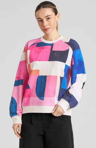 Dedicated DEDICATED Damen vegan Sweatshirt Ystad Abstrakt Block Multicolor