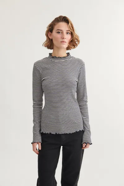 Basic Apparel Longsleeve Silma High Neck Blau