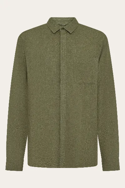 KnowledgeCotton Apparel KnowledgeCotton Apparel Herren vegan Hemd Leinen Mix Gebrannte Olive
