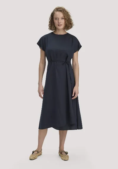 hessnatur hessnatur Damen Gewebe Kleid mit Wickeloptik Midi aus TENCEL™ Lyocell - blau
