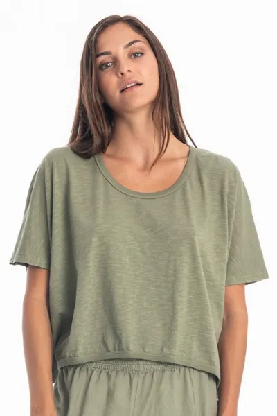 RAVENS VIEW IBIZA RAVENS VIEW IBIZA Damen vegan Top Square Khaki Grün