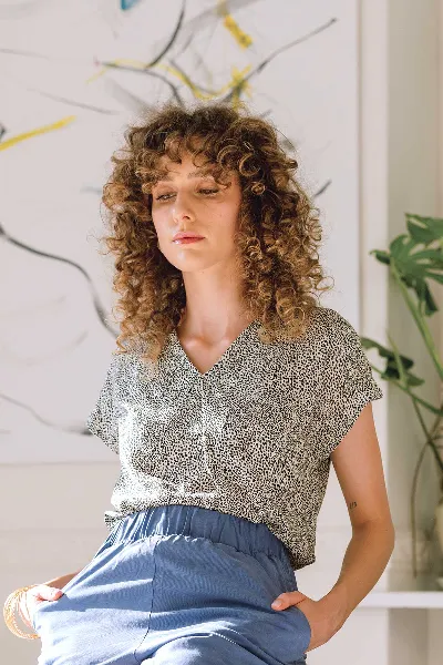 Widda Widda Damen vegan Bluse Beat Dots WeiÃŸ