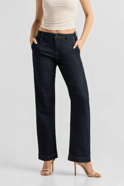 DAWN Dawn Damen vegan Jeans Cosma Flared Chino Raw Blue