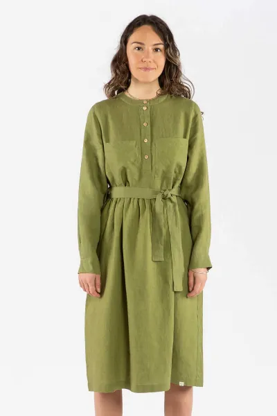 MATONA MATONA Damen vegan Kleid Mit Gürtel Kardamom Grün