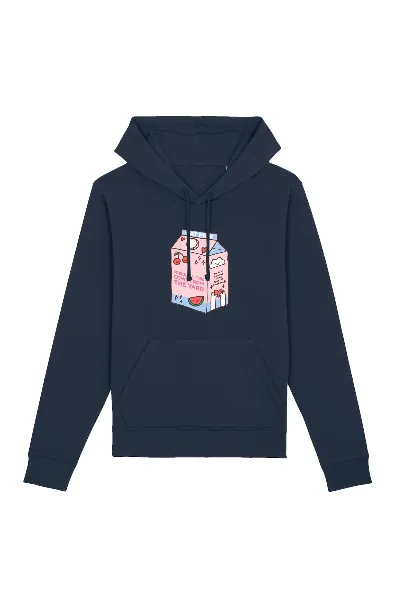 Oat Milk Club Oat Milk Club Damen vegan Hoodie Meine Hafermilch Befreit Alle Kühe Vom Hof Unisex Marineblau