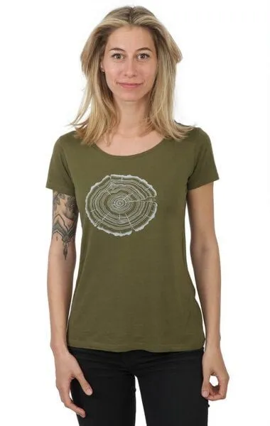 Life-Tree Life-Tree Bambus Shirt Fairwear für Damen Treeslice in Moss Green