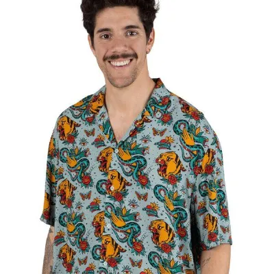 Brava Fabrics Brava Fabrics Kurzarm-Hemd Old School Tattoo Aloha