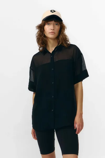 Suite13lab Bluse Minab Chiffon Schwarz