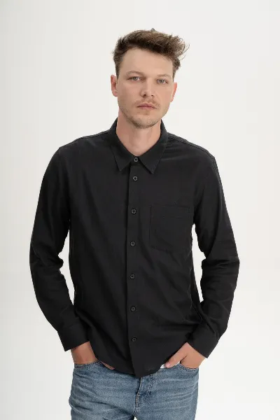 MELA MELA Herren vegan Hemd Ishir Holzkohle