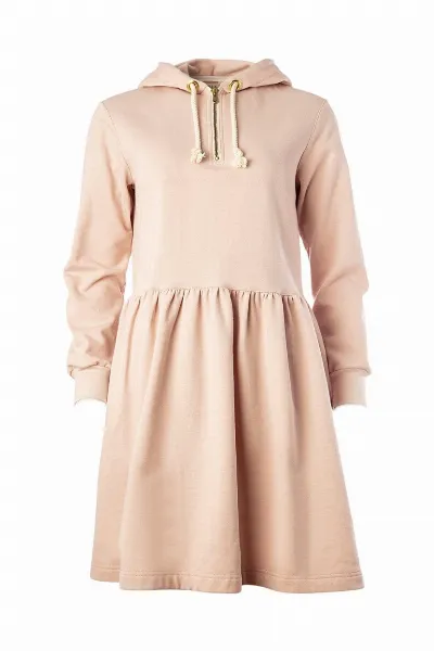 MAHLA MAHLA Damen vegan Kleid Mit Kapuze Beige/Hellrosa