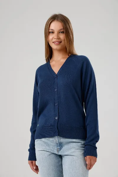 GORG GORG Damen vegan Strickjacke Mit V-Ausschnitt Marine