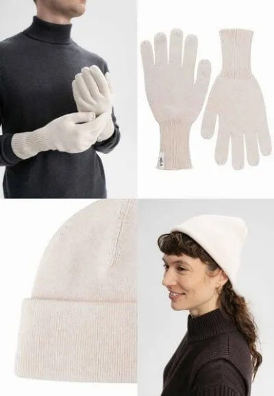 MELA MELA Bundle Feinstrick Mütze HIMMAT + Strick Handschuhe RISHI