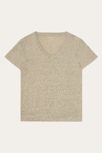KnowledgeCotton Apparel KnowledgeCotton Apparel Damen vegan T-Shirt Leinen V-Ausschnitt Twill